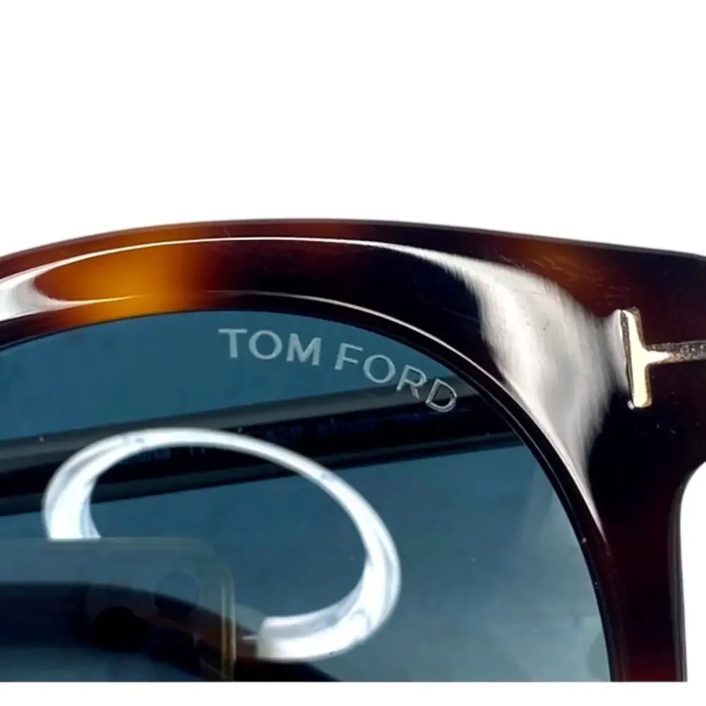 Tom Ford Janina TF435 52P Womens Blue Gold Round Cat Eye Tortoise Sunglasses